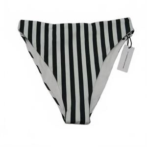 NEW ANEMOS women's high-waisted bikini bottom in espresso stripes